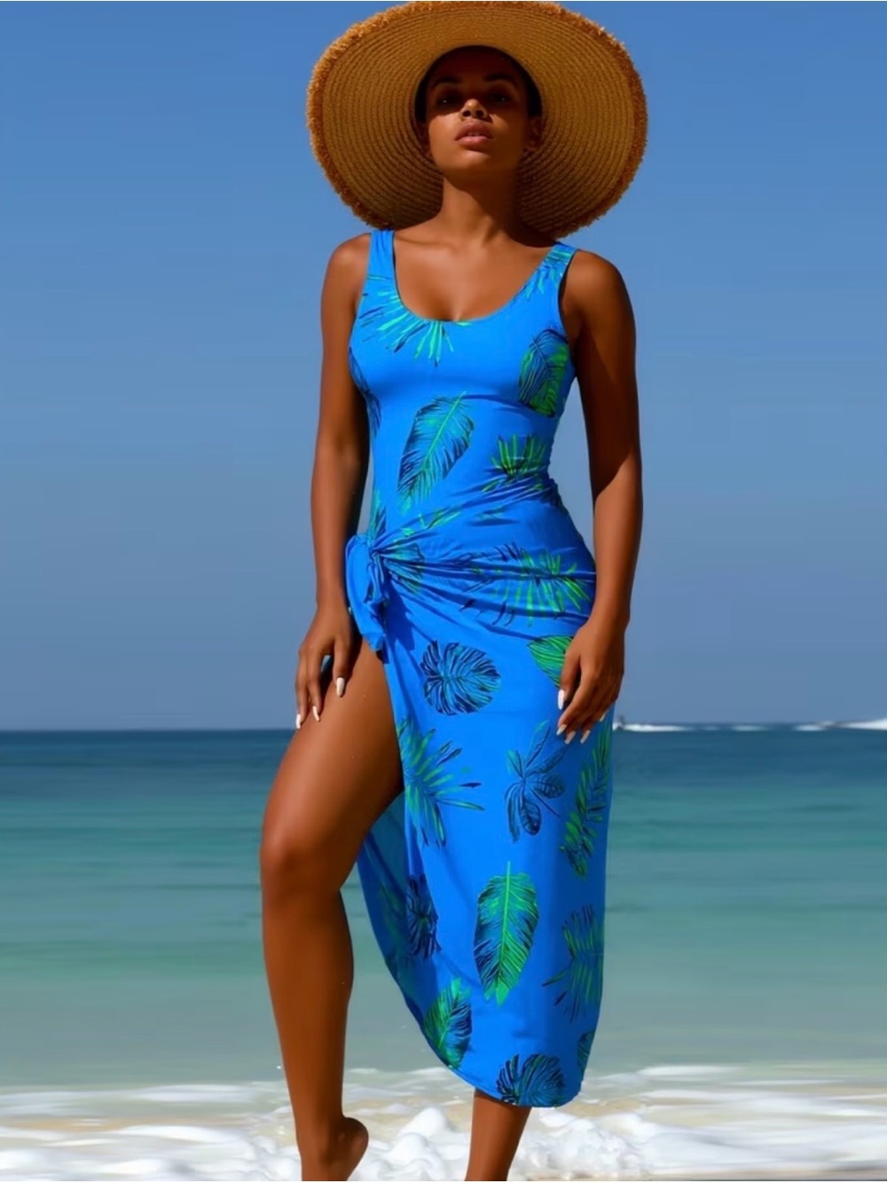 Blue Tropical Sarong Swimsuit Cover-Up Set 🌴💙
